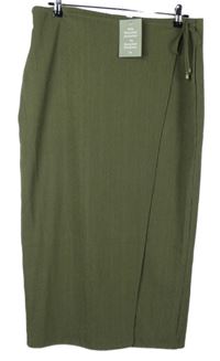 Nové - Dámská khaki strukturovaná midi sukně H&M