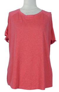 Dámské růžové melírované tričko s průstřihy na ramenou F&F