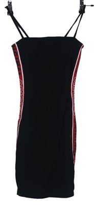 Dámské černo-červené elastické minišaty s nápisy H&M