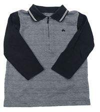Tmavomodro-černé polo triko s melírem Matalan