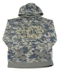 Šedá army mikina s nápisem a kapucí Primark