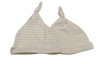 2x bílo-růžová pruhovaná čepice Mothercare