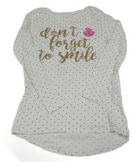 Bílé puntíkaté triko s nápisem