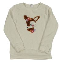 Smetanová chlupatá mikina se srnkou Topolino