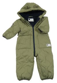 Khaki šusťáková prošívaná zimní kombinéza s kapucí Next