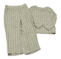 2set- béžové melírované úpletové triko+ kalhoty Shein