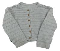 Šedý žebrovaný crop propínací svetr TCM