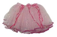 Světlerůžová tylová sukně s flitry a kytičkami 