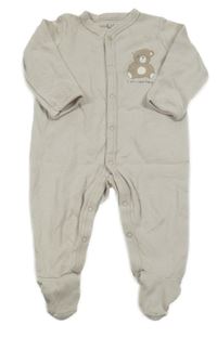 Béžovo-bílý pruhovaný overal s medvědem C&A