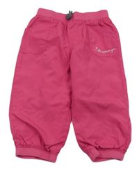 Malinové šusťákové podšité kalhoty s výšivkou OshKosh
