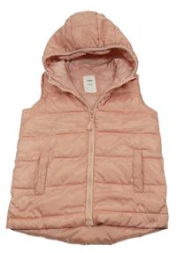 Světlerůžová šusťáková zateplená vesta s kapucí Sinsay