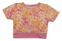 ORanžovo-růžové sportovní crop tričko 