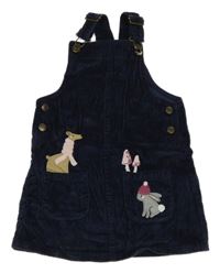 Tmavomodré manšestrové laclové šaty se zvířátky TU