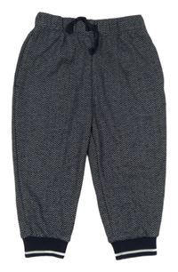 Tmavomodré-bílé vzorované tepláky