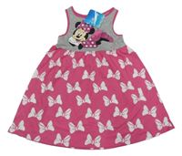 Nové - šedo-růžové bavlněné šaty s Minnie 