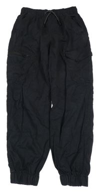 Černé plátěné cargo cuff kalhoty George