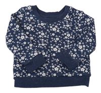 Tmavomodro-bílá květovaná mikina Primark