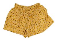 Žluto-bílo-černé květované sukňové kraťasy zn. Candy