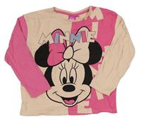 Světlerůžovo-růžové pyžamové triko s Minnie Disney