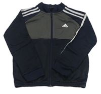 Tmavošedo-tmavomodrá sportovní propínací mikina Adidas
