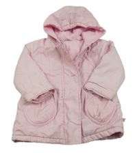 Světlerůžová šusťáková zateplená parka s kapucí