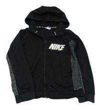 Černo-žíhaná sportovní propínací mikina s kapucí Nike
