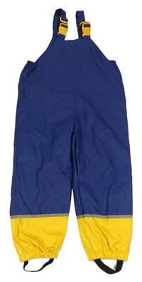 Tmavomodro-žluté nepromokavé podšité laclové kalhoty Kiki&Koko