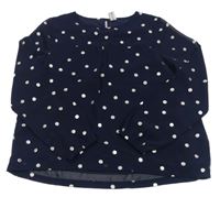 Tmavomodrá puntíkatá šifonová halenka Yigga