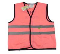 Nové - růžová neonová reflexní vesta s nápisem 