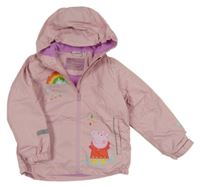 Světlerůžová šusťáková zimní bunda s Pepinou a kapucí 