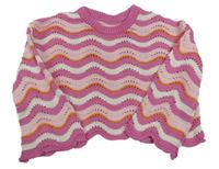 Růžovo-bílý pruhovaný crop svetr Nutmeg