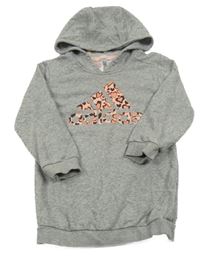 Šedé teplákové šaty s kapucí Adidas