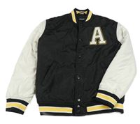 Černo-bílá šusťáková baseballová zateplená bunda s písmenem Terranova