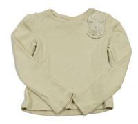 Béžové žebrované triko s květy Zara