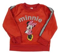 Červená plyšová mikina s Minnie Disney