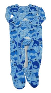 Nové - Světlemodrý fleecový overal s dinosaury Dunnes 