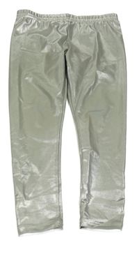 Stříbrné koženkové legíny F&F