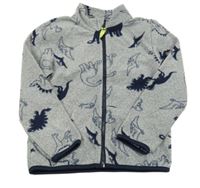 Šedá fleecová propínací mikina s dinosaury kids
