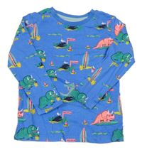 Modré pyžamové triko s racky a dinosaury Dunnes