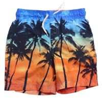 Oranžovo-modré plážové kraťasy s palmami Primark