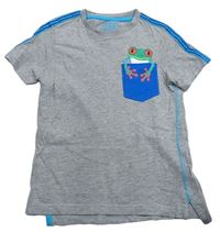 Šedé melírované tričko s kapsou a žabičkou F&F