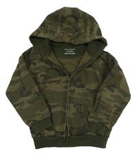 Khaki-béžová army propínací mikina s kapucí Primark