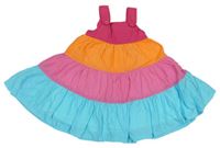 Růžovo-oranžovo-modré plátěné šaty Mothercare