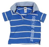 Modro-bílé pruhované polo tričko s nápisem C&A