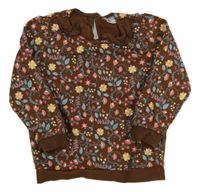 Hnědá mikina s kytičkami a volánky zn. So Cute