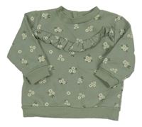 Khaki mikina s kytičkami a volánky 