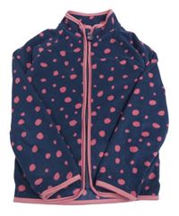 Tmavomodro-růžová vzorovaná fleecová propínací mikina Tchibo