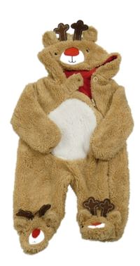 Béžová chlupatá podšitá kombinéza s kapucí - sob Primark