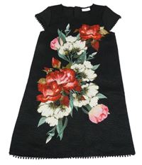 Černé vzorované šaty s květy Matalan