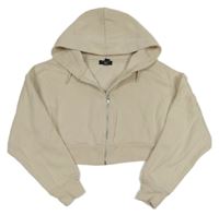 Béžová propínací crop mikina s kapucí New Look
